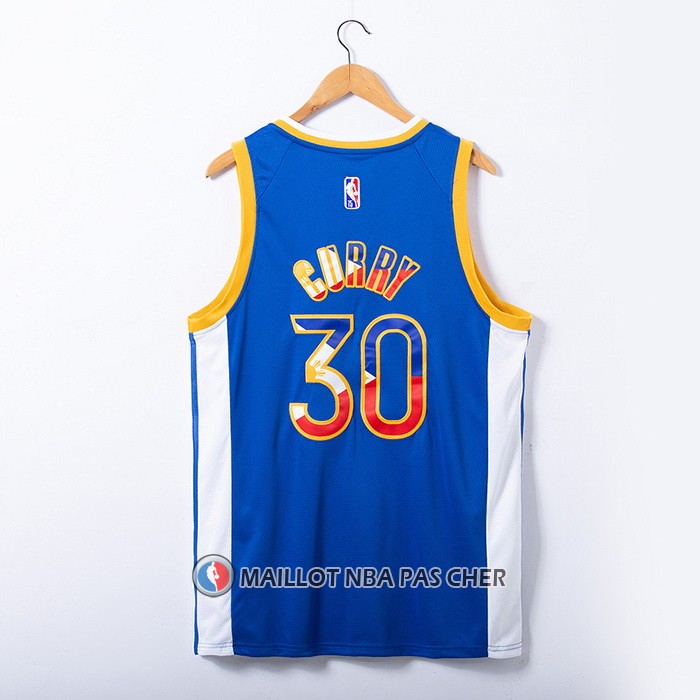 Maillot Golden State Warriors Stephen Curry NO 30 Filipino Bleu